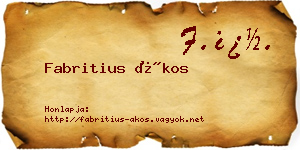 Fabritius Ákos névjegykártya